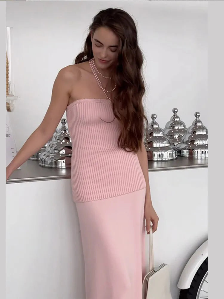 Aiertu  -  Knitted Ribbed Set With Skirt Female Sexy Slim Off Shoulder High Waist Long Skirt 2026 Autumn New Fashion Lady Knit Suit Aiertu