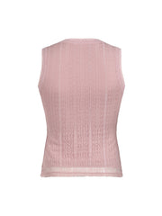 Aiertu - summer inspo Pink Sweet Slim Sleeveless V Neck Cute Y2K Lace Vest Top Women 2000s Kawaii Clothes Aiertu