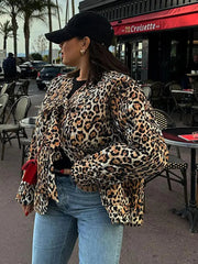 Aiertu  -  Autumn Winter Leopard Print Lace-up Padded Jacket Women Chic Long Sleeve Collarless Loose Coats 2026 New Lady Fashion Streetwear Aiertu