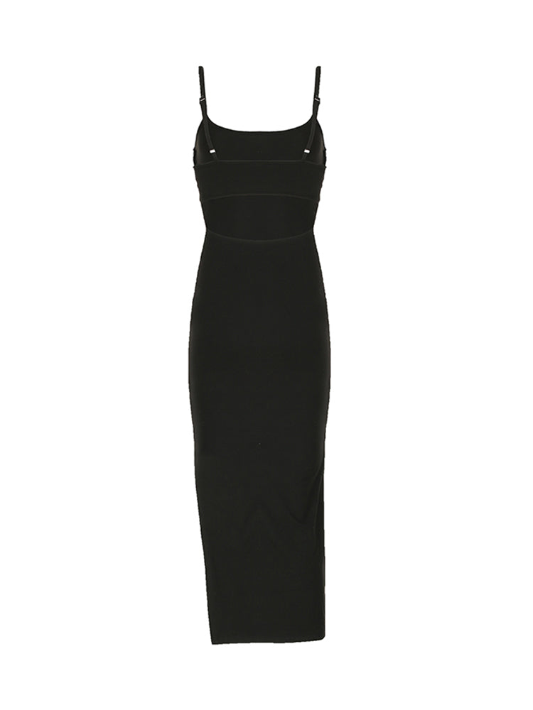 Aiertu - summer inspo Solid Backless Split Elegant Sexy Adjustable Straps Long Dresses Women Rave Summer Vacation Clothing Aiertu