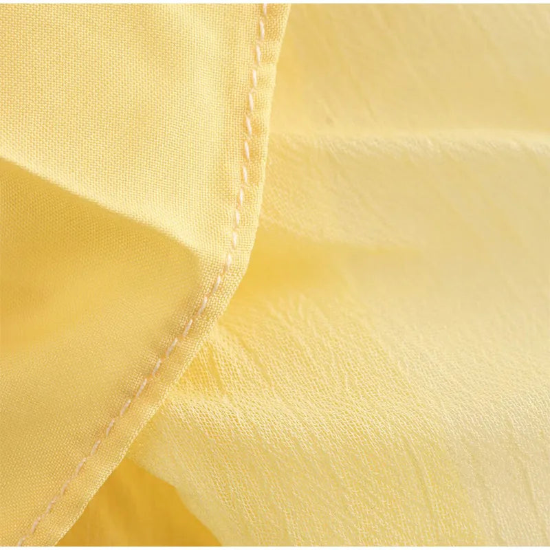Aiertu  -  Yellow Pleated Long Skirts For Women Casual High Waist A-line Female Vestidos Spring Summer Loose Ladies Streetwear 2025 New Aiertu