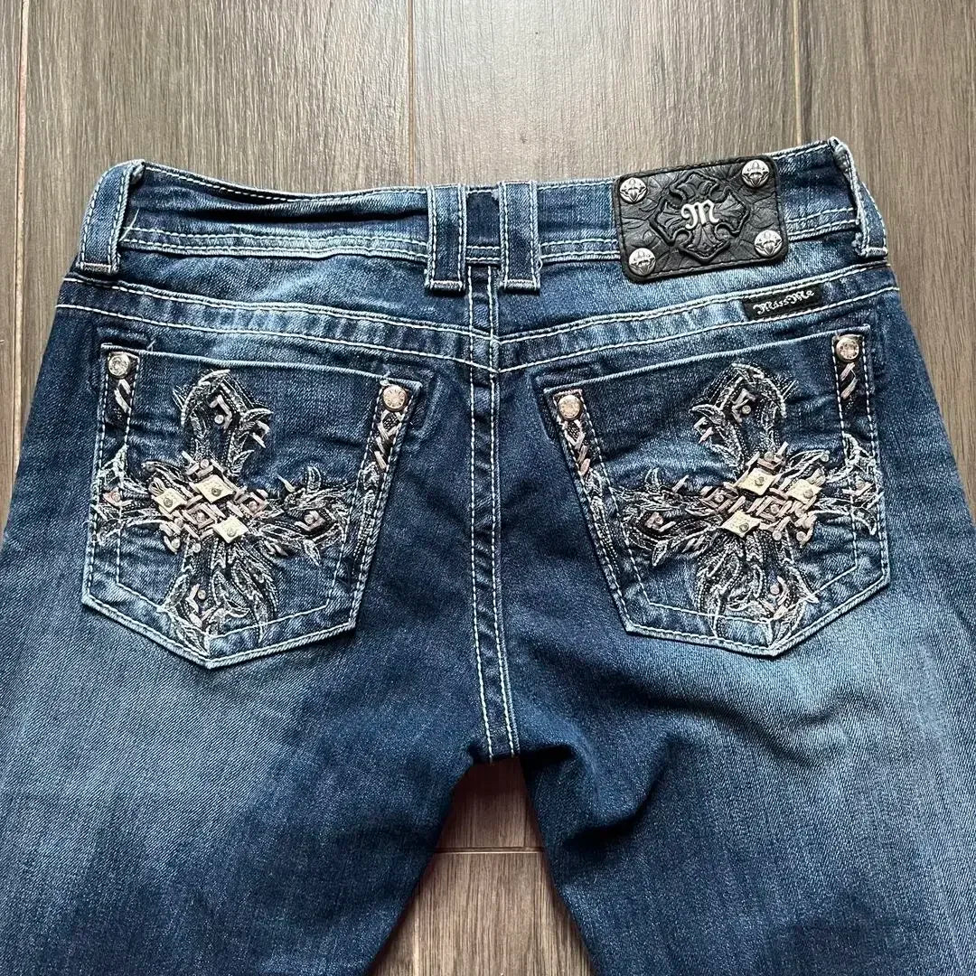 Aiertu  -  Y2K American Harajuku Heavy Industries Washed Blue Embroidered Pattern Women'sJeans Autumn Street Trend Slim Casual Flared Pants Aiertu