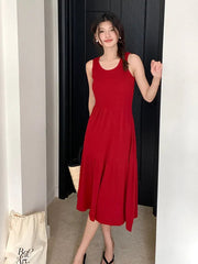 Aiertu French Style Hepburn Style Sleeveless Vest Knitted Dress Is A New High-End Waist Slim Dress For Women In Summer. Aiertu