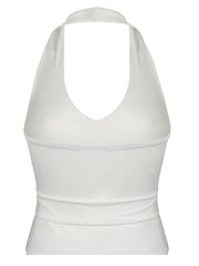 Aiertu - summer inspo Hot Backless Split Slim Halter Tops For Women Sleeveless V Neck Sexy Rave Vest Solid Basic Casual Summer Tank Tees Aiertu