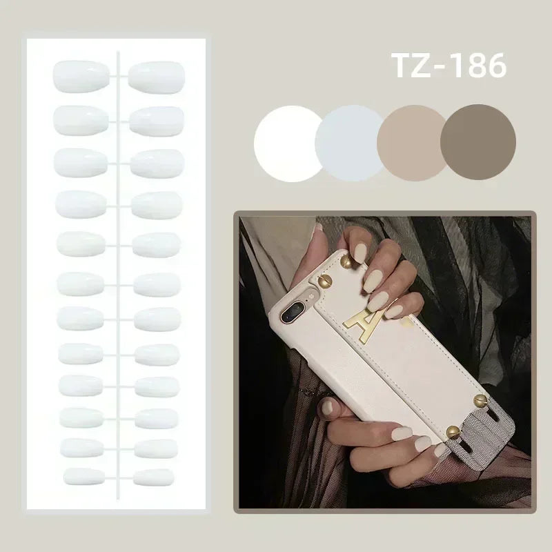 Aiertu 24Pcs Short False Nails Aurora Cat Eye with French Design Simple Metallic Full Cover Wearable Chrome Press on Fake Nails Tips Aiertu