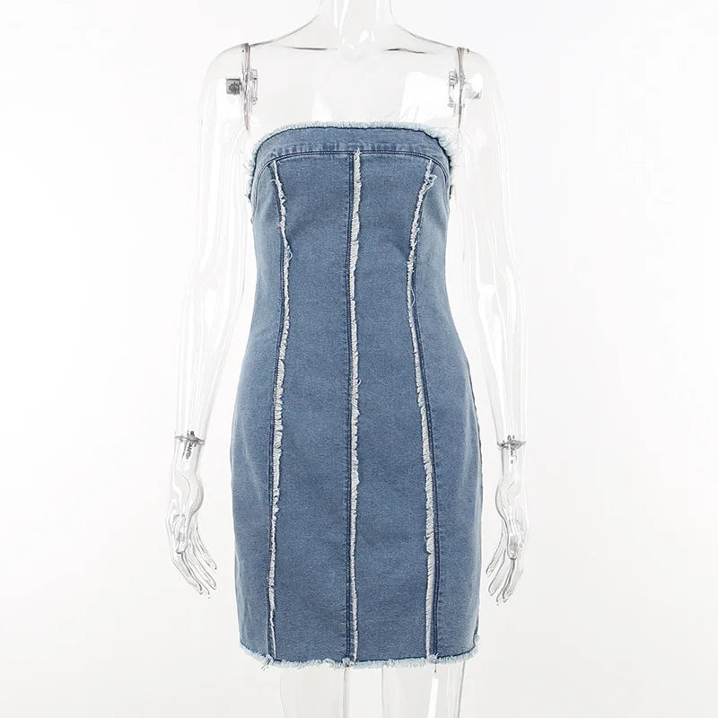 Aiertu  -  Denim Bodycon Dress Summer Femme Slim High Wasit Dresses Ladies Fashion Sleeveless Casual Sexy Street Y2k Dress For Women Aiertu