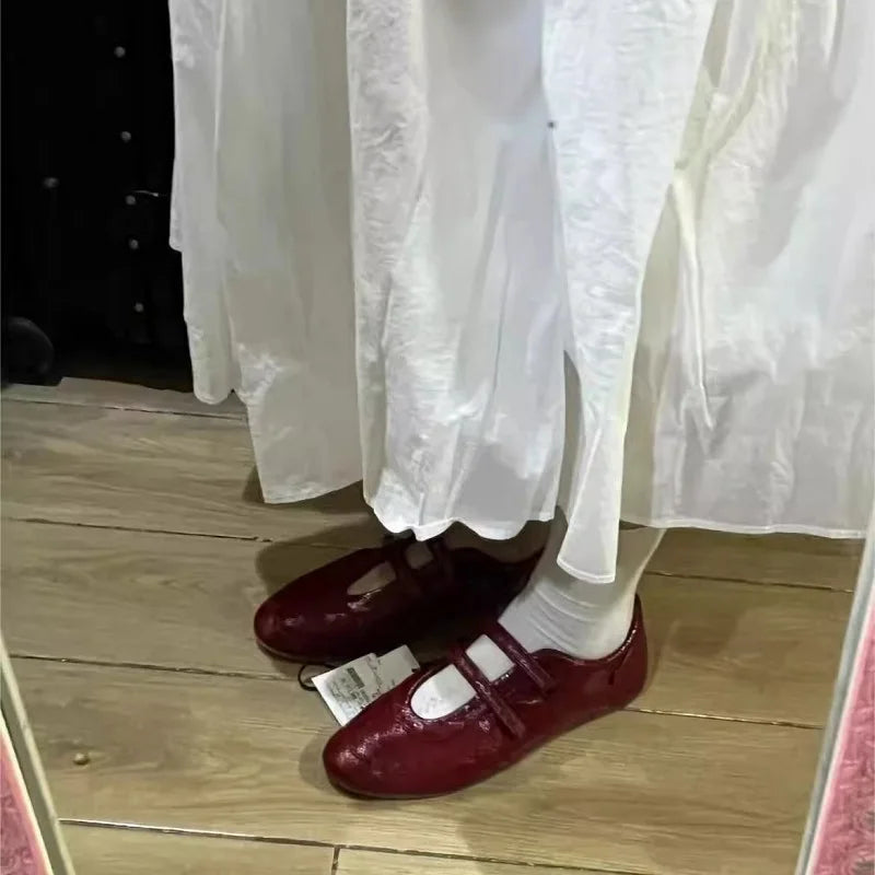 Aiertu  -  Women's Shoes Flats Moccasins Red Casual Leather Barefoot Woman Loafers Trend Elegant Comfortable Rome Summer Sale Walking Aiertu