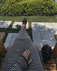 Aiertu  -  Vintage Fashion Black and White Striped Maxi Dress Elegant Long Sleeve Tie Back Dresses Beachwear Holiday Autumn Sexy Dress Aiertu
