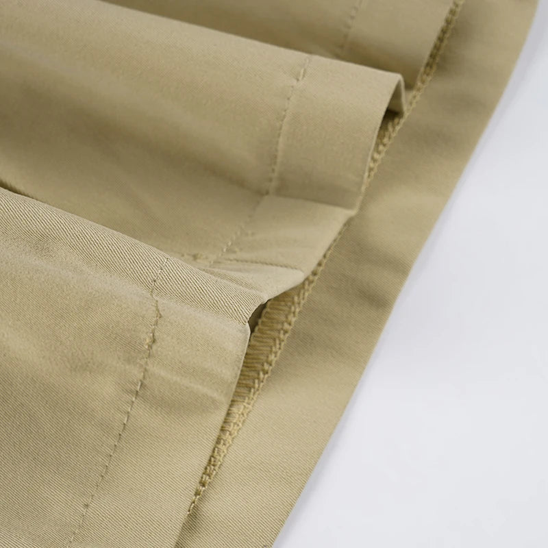 Aiertu  -  Streetwear y2k Khaki Capris Women Casual Loose Button-up Low Rise Short Pants Korean Fashion Ladies Clothing 90s Vintage Aiertu