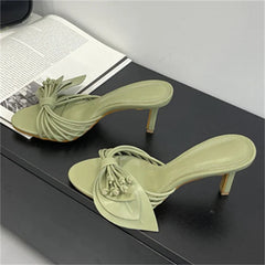 Aiertu  -   New Fashion Open Toe Narrow Band Butterfly-kont Thin Heels Women Slippers Summer Party Dress Slides Shoes Aiertu