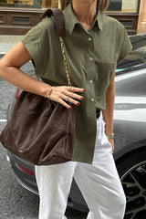 Aiertu  -Casual Buttons Turndown Collar Blouses aiertu
