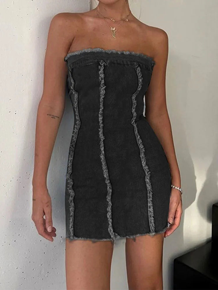 Aiertu  -  Denim Bodycon Dress Summer Femme Slim High Wasit Dresses Ladies Fashion Sleeveless Casual Sexy Street Y2k Dress For Women Aiertu