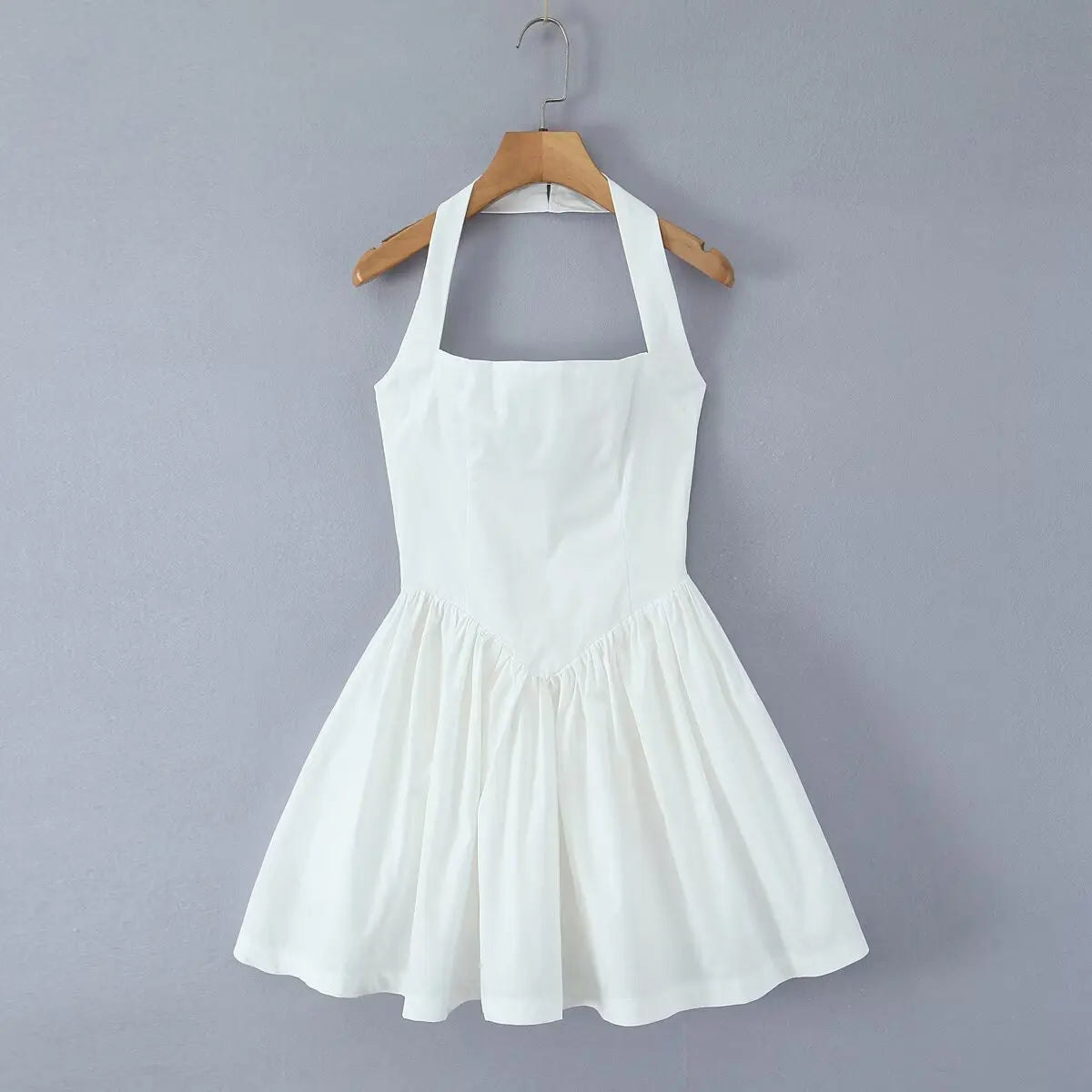 Aiertu  -  Summer Halter Dress Women Luxury Evening Party Mini Dresses Elegant Bodycon Dress Ruffle Tank Dress Fish Bone Ruched Yellow Aiertu