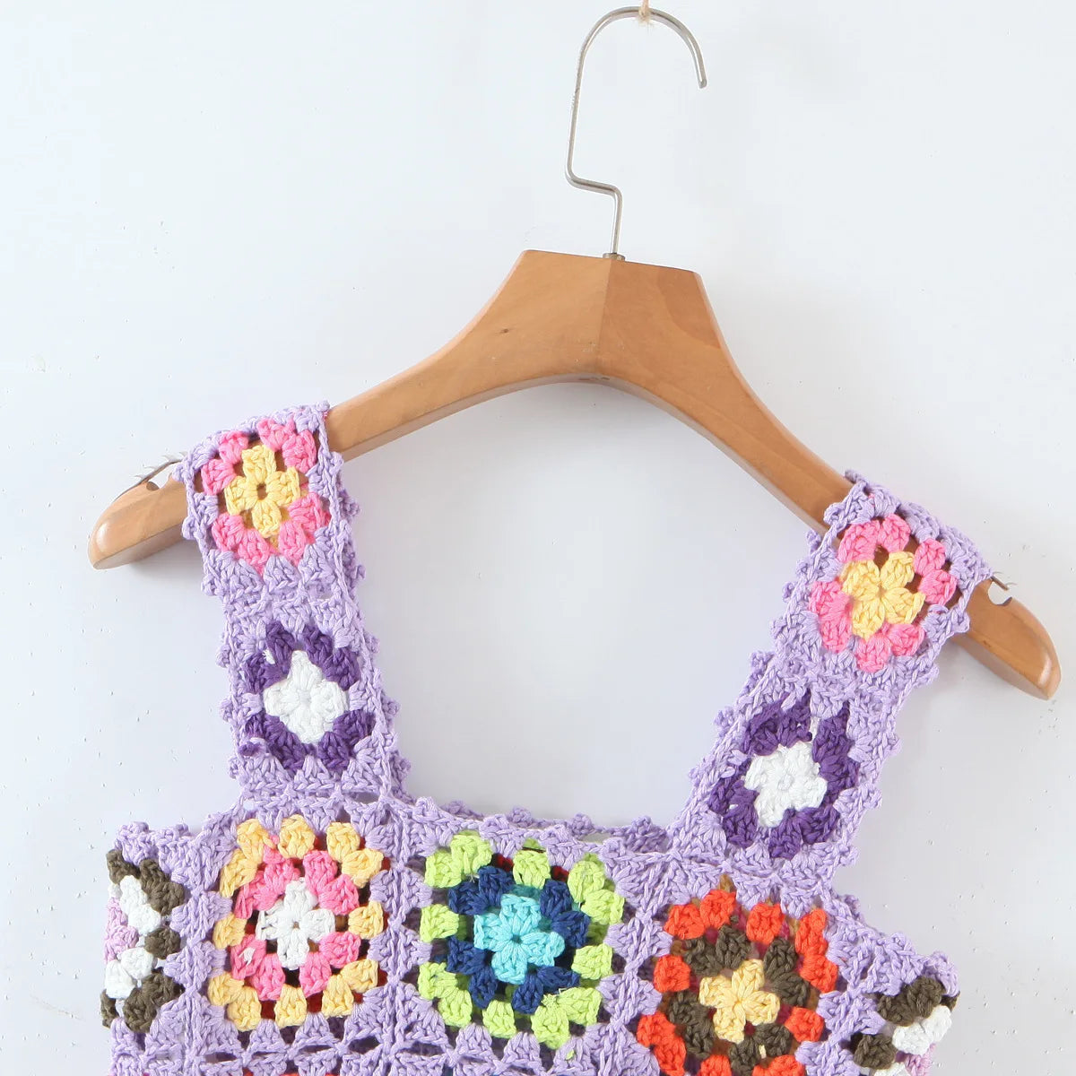 Aiertu  -  Summer Hollow Out Crochet Top Women Cute Cropped Tops Retro Cool Girl Rainbow Short Tee Holiday Top and Tees Aiertu