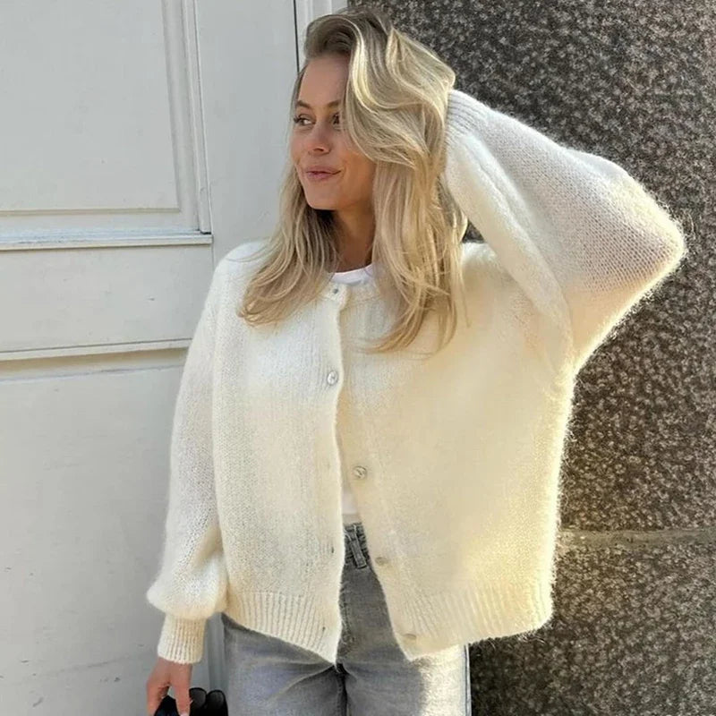 Aiertu  -  Loose Knitted Single Breasted Cardigans Women Casual O-neck Long Sleeve Solid Sweater 2026 Autumn New Female Chic Tops Knitwear Aiertu