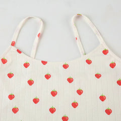 Aiertu  -  Strawberry Print Eyelet Two-piece Set Women Summer Sleeveless Slim Camis+Drawstring Pants Sets Home Cozy Sweet Casual Pajamas Aiertu