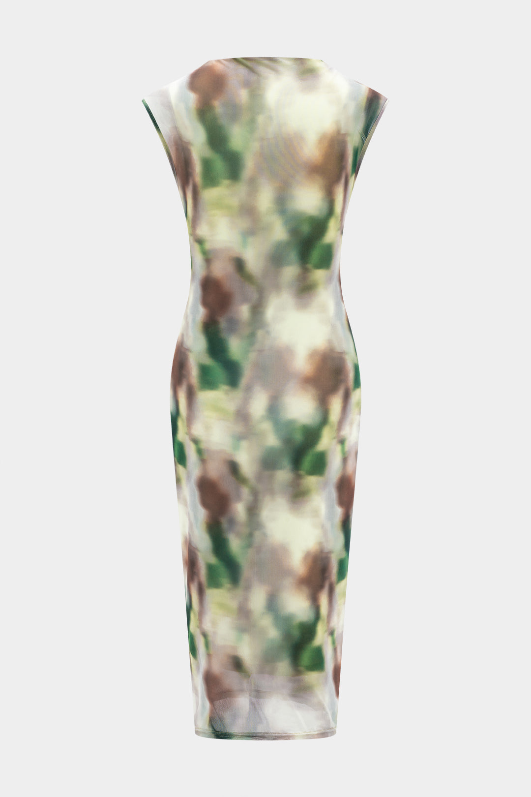 Aiertu  -Ombre Pattern Mesh Ruched Flutter Sleeve Midi Dress aiertu