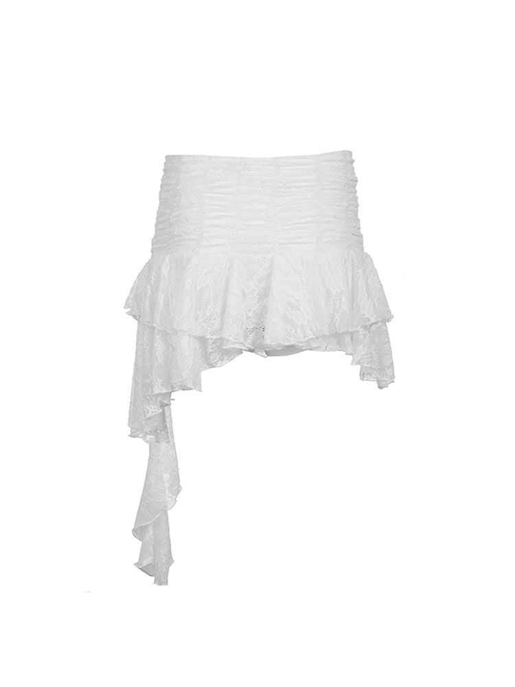 Aiertu - summer inspo Asymmetrical Hem Lining Boho Vacation Lace Skirt Women Aiertu