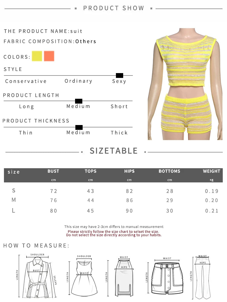 Aiertu  -  Sexy Summer Crochet Women 2 Piece Set Thin Beach Vacation Hollow Tank Tops+Shorts Stretch Matching Streetwear Outfits Aiertu