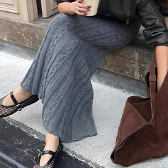 Aiertu  -  party look snspos Women's Twists Detail Sweater Fishtail Skirt Elegant Fashion Low Waisted Bodycon Maxi Skirts Winter Streetwear Basic Aiertu