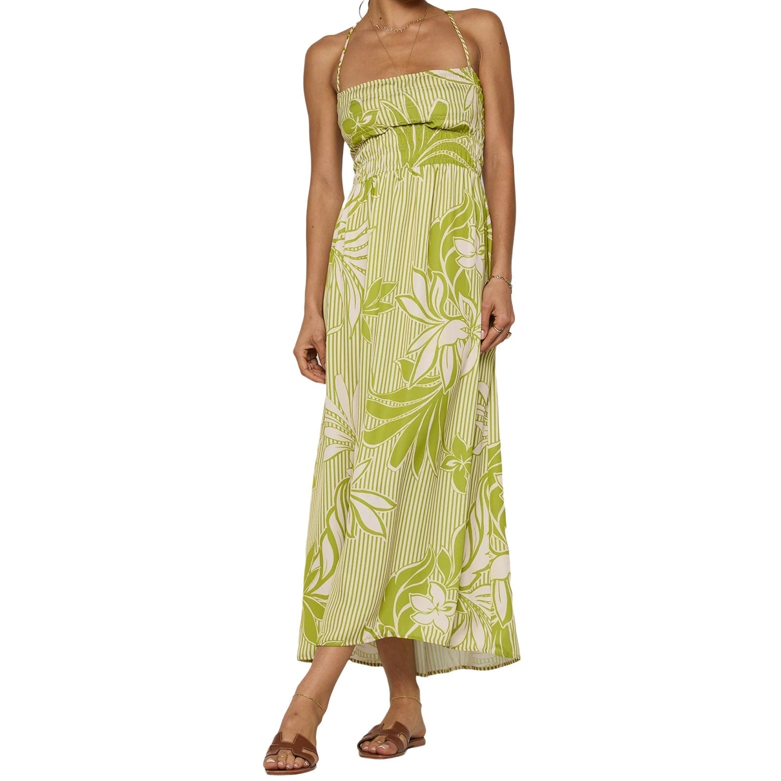 Aiertu  -  Elegant Maxi Dress with Boho Floral Print Adjustable Spaghetti Straps and Flowy Silhouette for Summer Beach Wedding or Aiertu