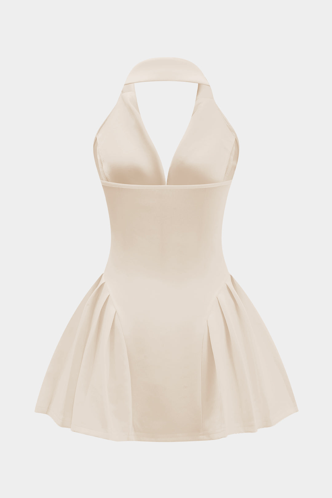 Aiertu  Halter Neck Button Ruffle Sleeveless Mini Dress Aiertu