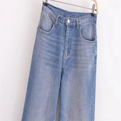 Aiertu  -  American hot girl mid-waist straight jeans women's spring and autumn new loose slim mopping pants Aiertu