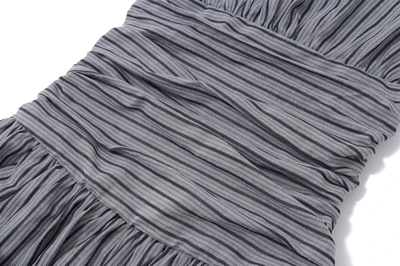 Aiertu  Stripe Halter Backless Pleated Fashion Elegant Casual Bodycon Midi Dress Spring Summer Fashion Party New Women Vestidos Aiertu