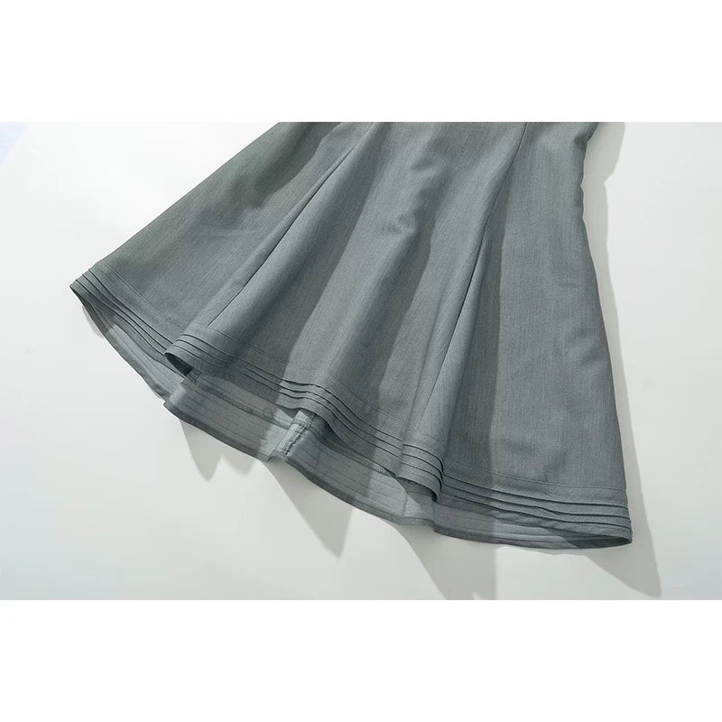 Aiertu  -  High Street Women Short Sleeve Gray Mini Dresses Sexy Backless Bandage Back A-line Summer Dress Party Robe Aiertu