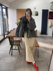 Aiertu  -  Casual Grey Button Fashion V-neck Wool Short Jacket Women's Long Sleeved Cardigan Jackets 2026 Chic Autumn Lady Outerwear Aiertu