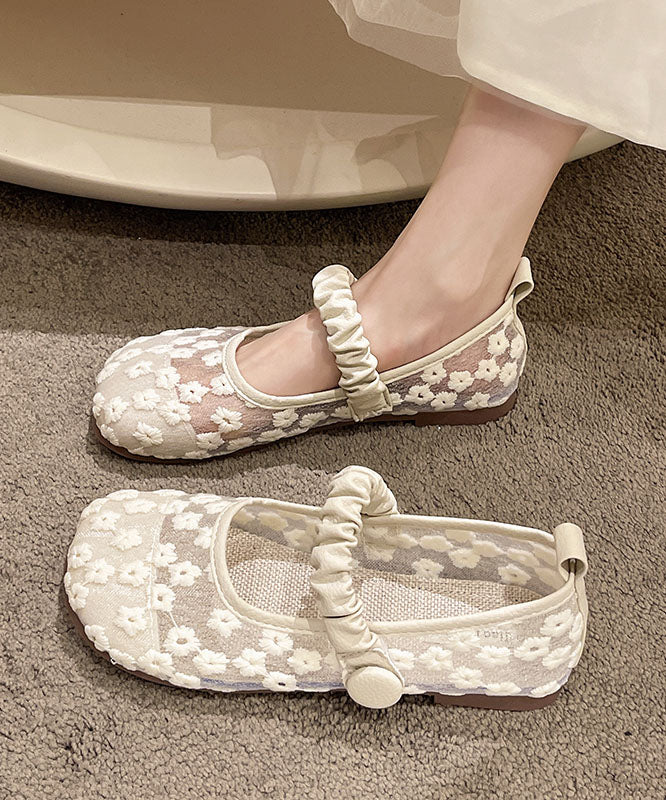 Aiertu  Blue Walking Sandals Women Tulle Embroidery Buckle Strap Splicing Aiertu
