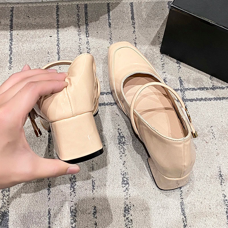 Aiertu  -  Designer Thick Heel Women's Mary Jane Shoes Fashion Shallow Buckle Shoes Spring Autumn Party Dress Shoes Aiertu