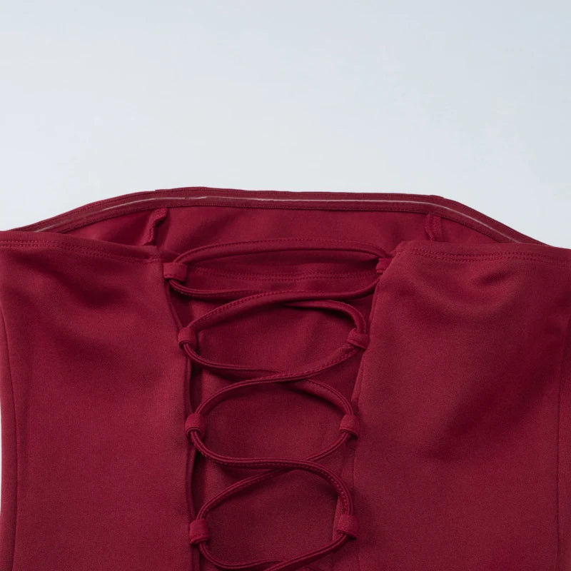Aiertu  -  2025 Elegant Women Strapless Dress With Shawl Fashion Party Sleeveless Back Criss-cross Lacing Slim Fit Ruched Maxi Dresses Aiertu