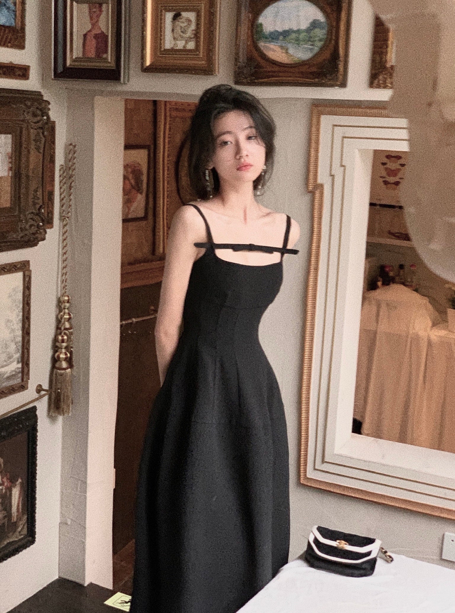 Aiertu  French Elegant Black Midi Dress Women Casual Evening Party Strap Dress Female Pure Color White One Piece Dress Korea Summer Aiertu