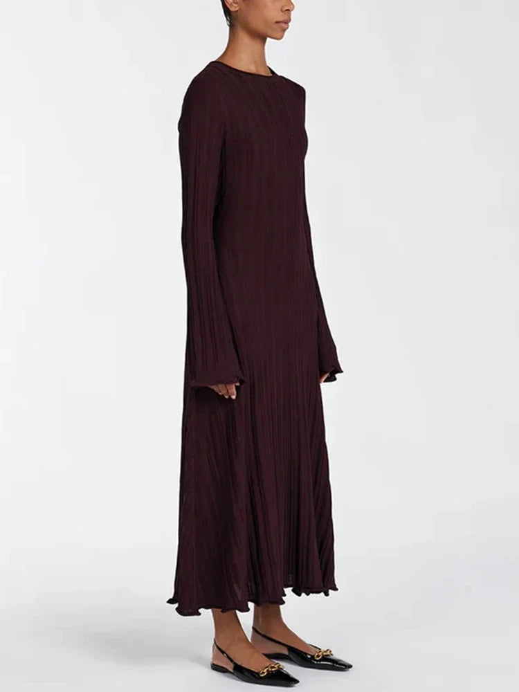Aiertu  -   Knitted Long Dress Female Fall Winter New Casual Retro High Waist Rib Sweater Bodycon Dresses Lady Holiday Party Outfits Aiertu