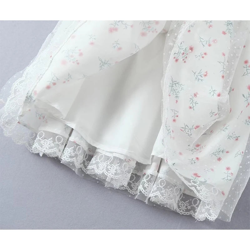 Aiertu  -  Sexy Off Shoulder Floral Print Mini Dresses For Women Short Sleeve Low Waist Holiday Summer Dress Lace Up Elegant Party Robe Aiertu