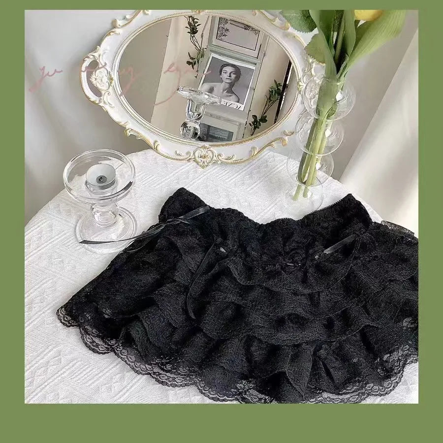 Aiertu Y2k Lace Sweet Girl Korea Summer Skirts Women Clothes White MIni Skirt High waist Loose Grunge Kawaii Cute A-line Fluffy Skirt Aiertu