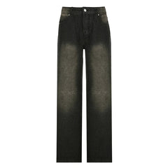 Aiertu Low Waist Jeans for Women Goth Y2k Style Baggy Jeans Punk New Jeans Wide Leg Denim Pants Kpop Casual Loose Streetwear Aiertu