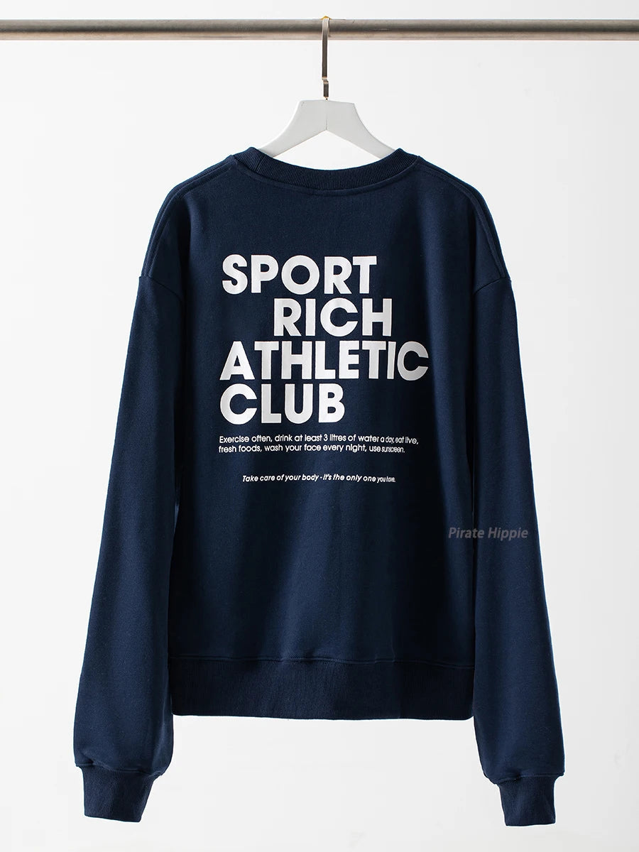 Aiertu  -   New York Letter Print Sweatshirt Women Classic O Neck Long Sleeve Pullover Autumn Casual Vintage Sporty Rich Sweatshirt 2026 New Aiertu