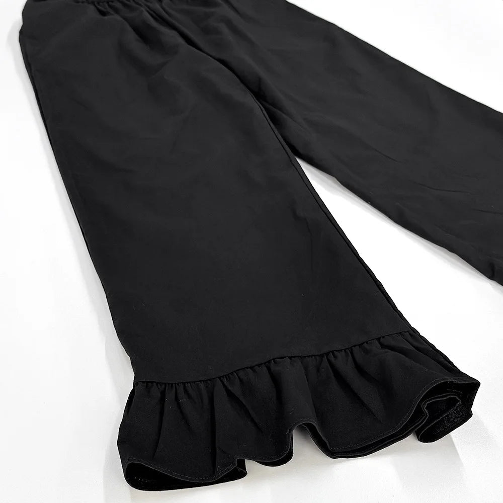 Aiertu  -  Black Elegant Summer Suits For Women New V Neck Lace-up Sleeveless Tank Top+Ruffle Trouser Fashion Casual Pants Sets 2 Piece Set Aiertu