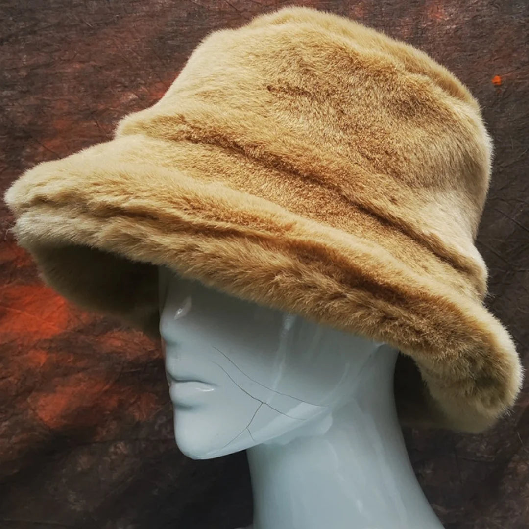 Aiertu  -  Winter 58-60cm XL Faux Fur Bucket Hat For Women Outdoor Warm Luxury Oversize Fisherman Hat Girl Trendy Party Long Fur Panama Cap Aiertu
