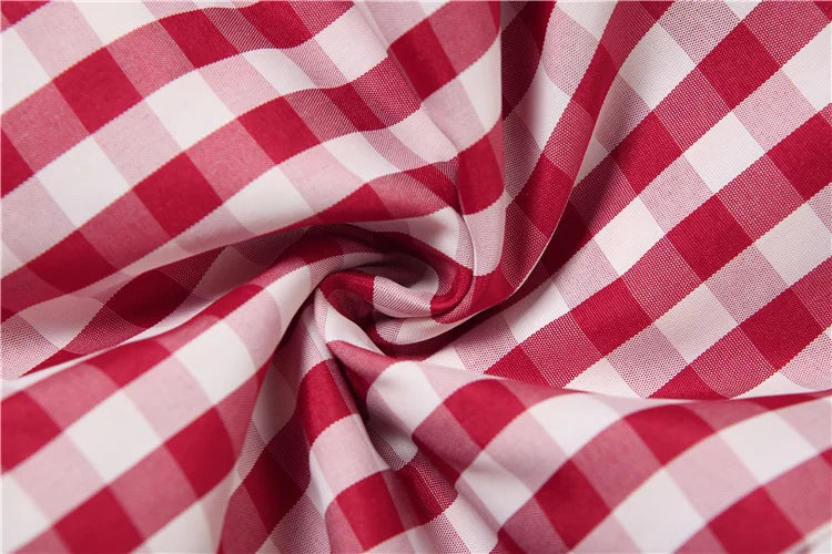 Aiertu  -  Print Red White Checkered Chest Wrap Pleated Fluffy Hem Sleeveless Backless Vacation Versatile Beach Party Trend Tops Aiertu