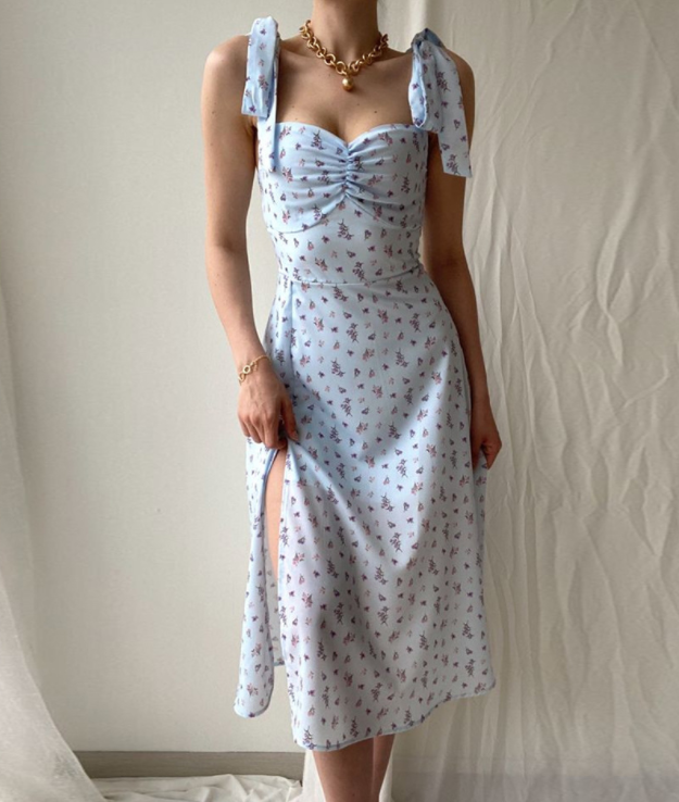 Aiertu - Light Blue Sexy Strappy Dress Aiertu