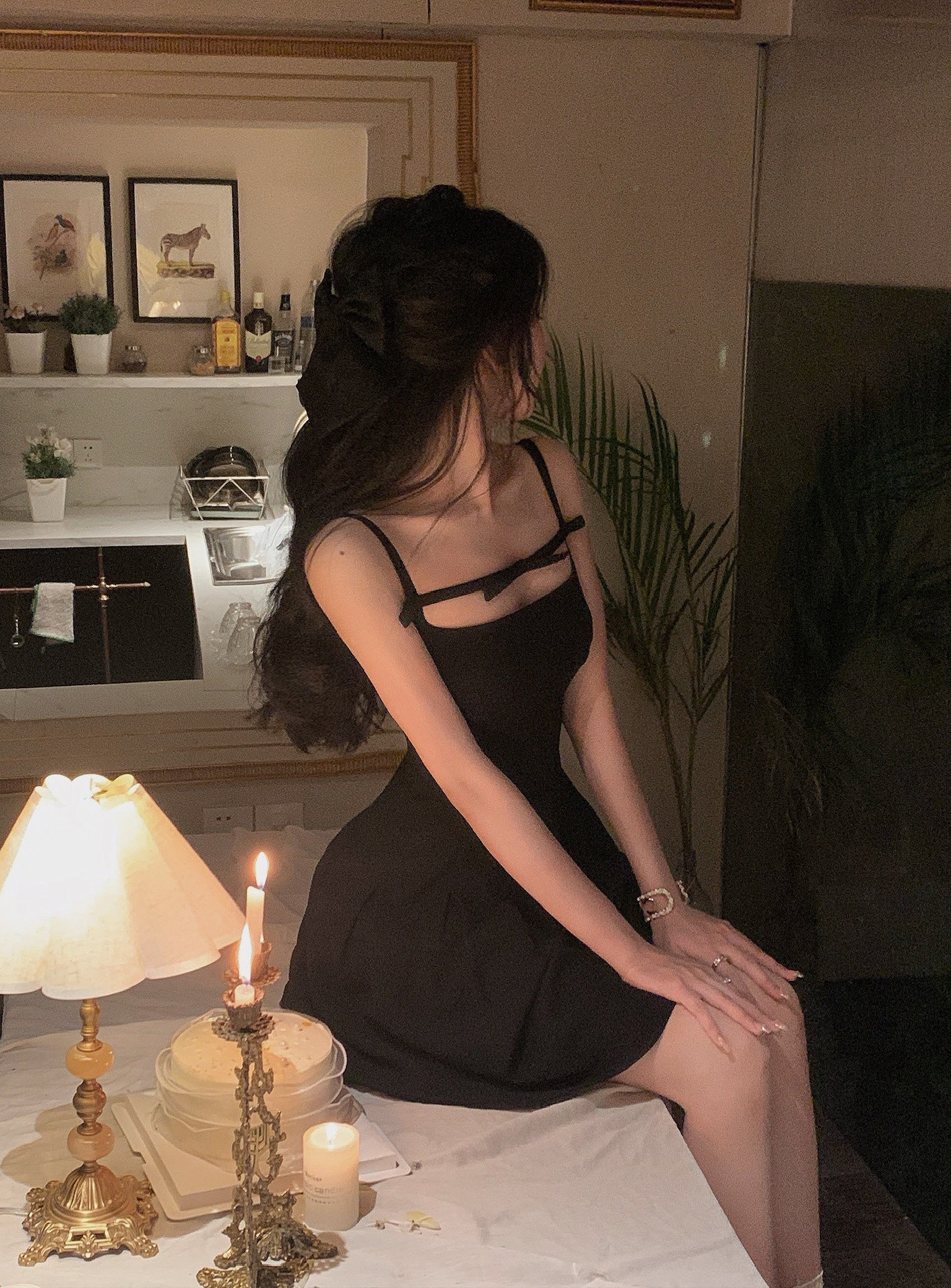 Aiertu  French Elegant Black Midi Dress Women Casual Evening Party Strap Dress Female Pure Color White One Piece Dress Korea Summer Aiertu