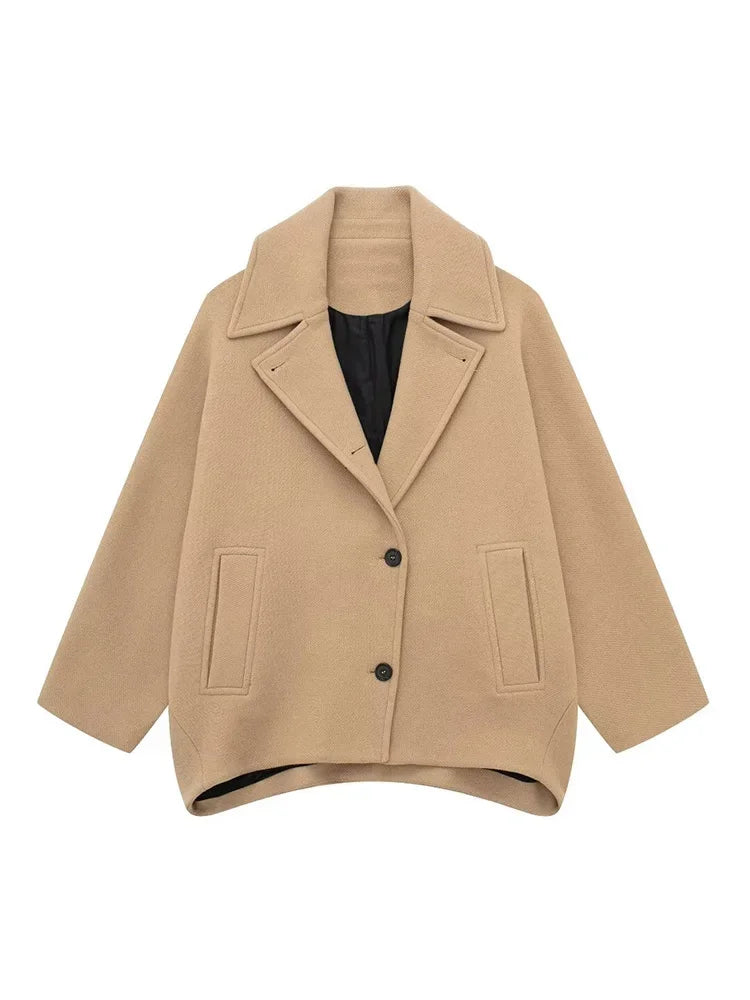 Aiertu  Women Fashion Solid Single Breasted Jackets Coats Vintage Lapel Neck Long Sleeves Female Chic Lady Outfits Aiertu