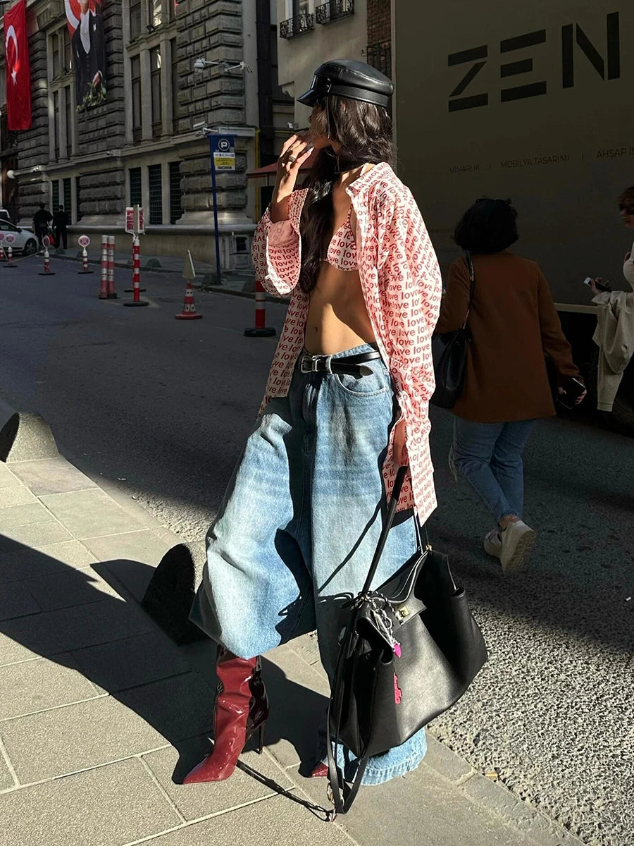Aiertu  -  90s Skater Women Whiskers Horseshoe Jeans Do Old Casual Solid Barrel Wide Leg Baggy Denim Pants Hiphop Retro Clothes Aiertu
