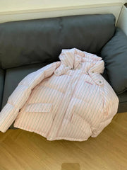 Aiertu  -  Korea Striped Design Hooded Cotton Coats Winter Streetwear Fashion Parkas Thick Causal Casaco Tops Loose Wom Aiertu
