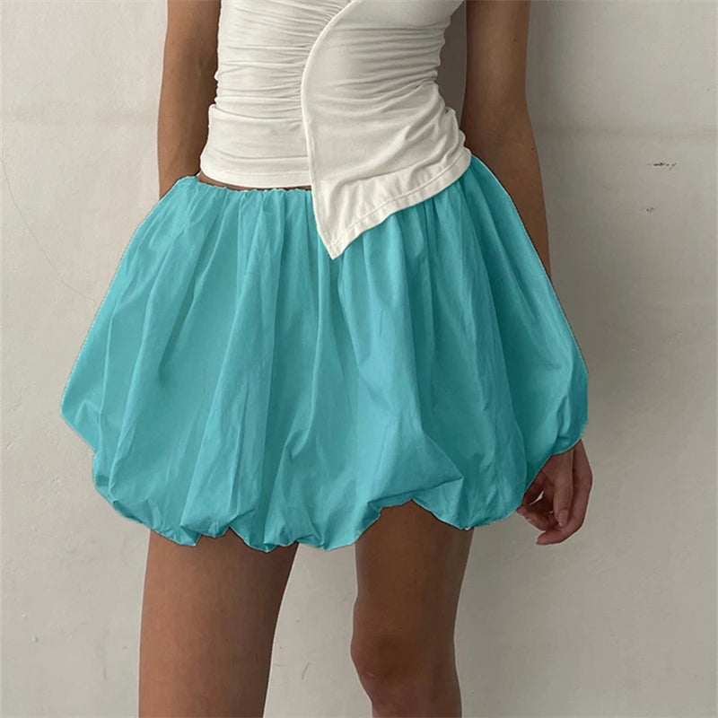 Aiertu  -  Women Y2K Bubble Skirt High Waist Ruffle Hem A Line Pleated Mini Short Skirt Teen Girls Puffy Short Skirts Streetwear Aiertu