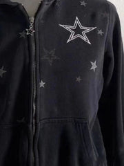 Aiertu  -  Harajuku Star Print Hoodies Women Casual Loose Hooded Sweatshirt Grunge Casual Y2k Aesthetic Vintage Streetwear Zip Up Hoodie Aiertu