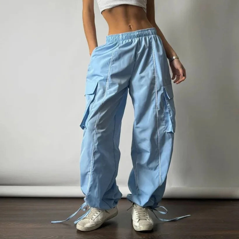 Aiertu  Y2k Aesthetic Streetwear Cargo Pants Women American Retro Harajuku Casual Solid Baggy Trousers Oversized Sweatpants Aiertu